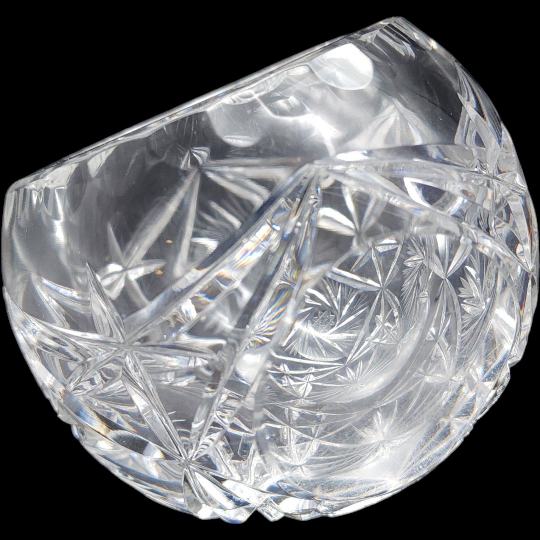 Vintage Cut Crystal Slanted Ashtray & Rose Bowl