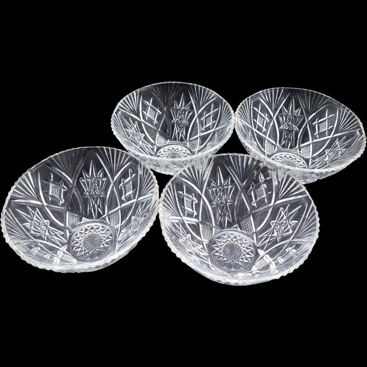 Vintage Cut Crystal Clear Small Bowls Set of 4