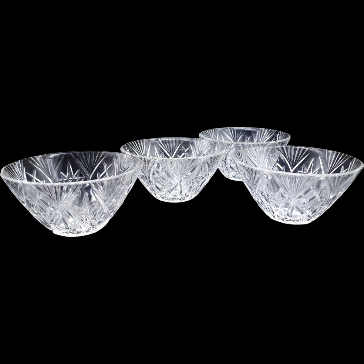 Vintage Cut Crystal Clear Small Bowls Set of 4