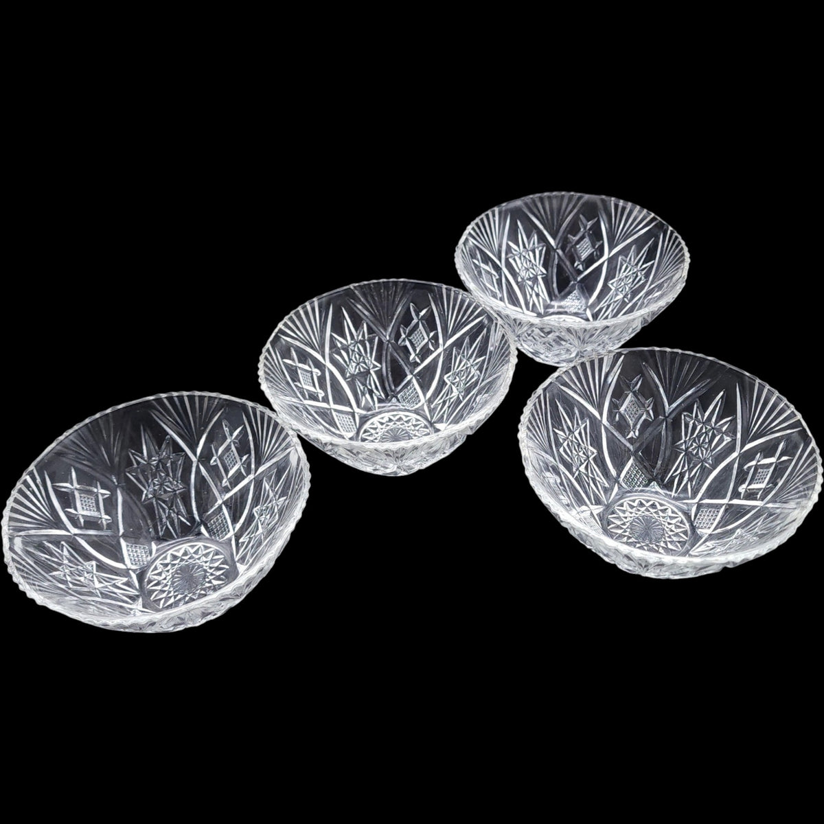 Vintage Cut Crystal Clear Small Bowls Set of 4