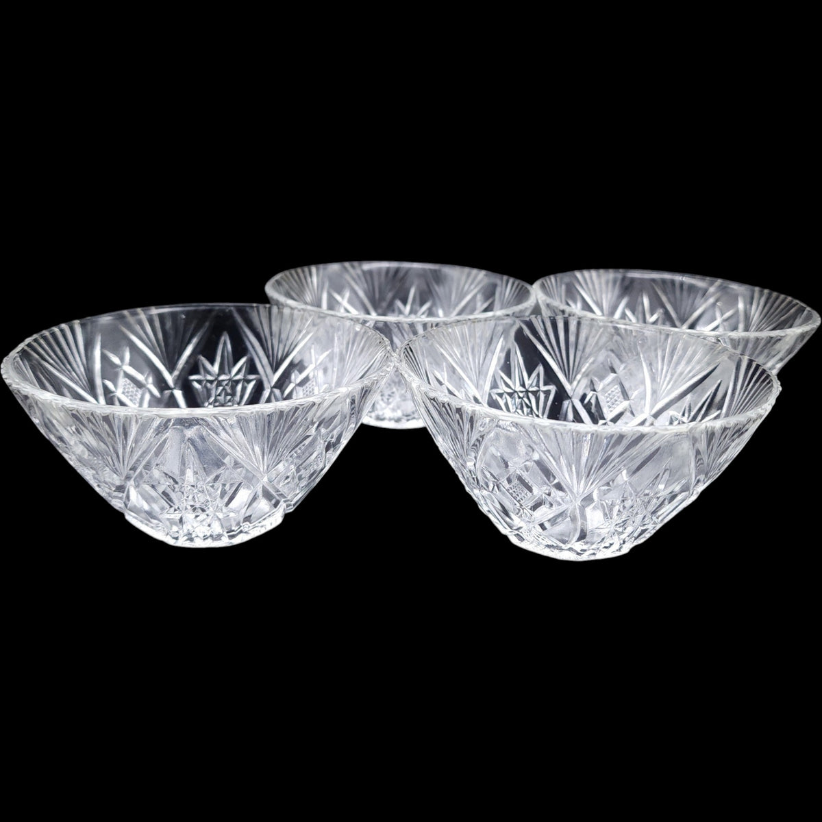 Vintage Cut Crystal Clear Small Bowls Set of 4