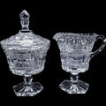 Vintage Cut Glass Creamer and Covered Sugar Bowl Set Pedestal Base