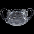 Vintage Cut Glass Open Sugar Bowl with Wheel-Cut Floral Base