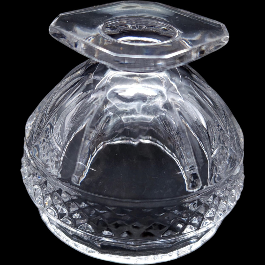 Vintage Cut Glass Pedestal Open Salt Cellar Dish with Godinger Spoon