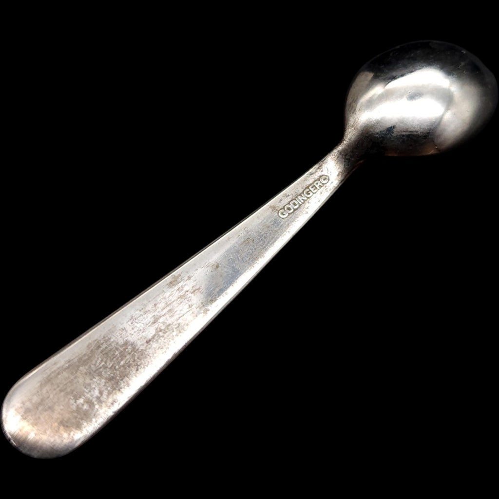 Vintage Cut Glass Pedestal Open Salt Cellar Dish with Godinger Spoon