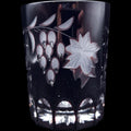 Vintage Dark Ruby Cut Glass Tumbler Diamond Crosshatch Lowball Glass