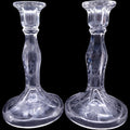 Vintage Duncan & Miller Etched Glass Taper Candlestick Holders Pair