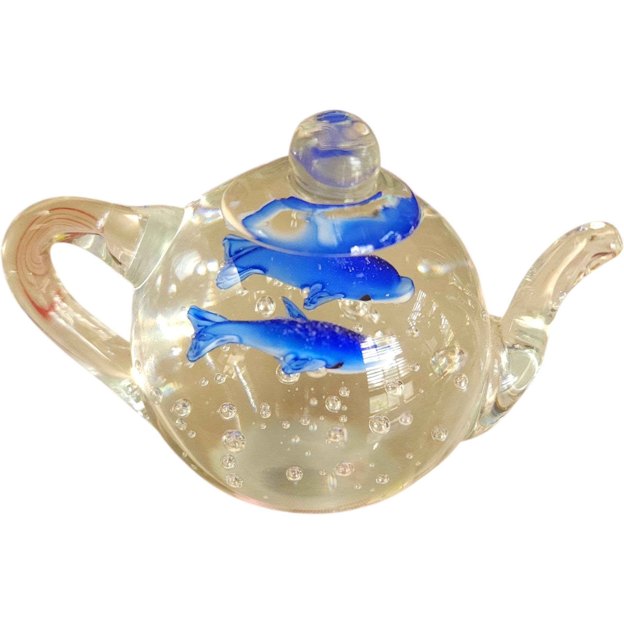Vintage Dynasty Gallery Glass Dolphin Teapot Paperweight