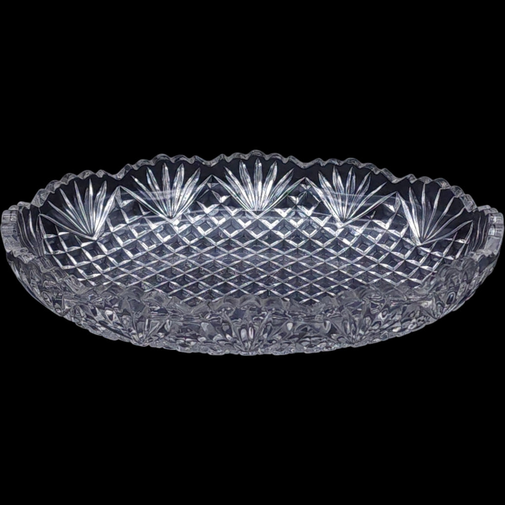 Vintage EAPG Pineapple & Fan Clear Glass Pickle Dish US Glass Oval Relish Tray