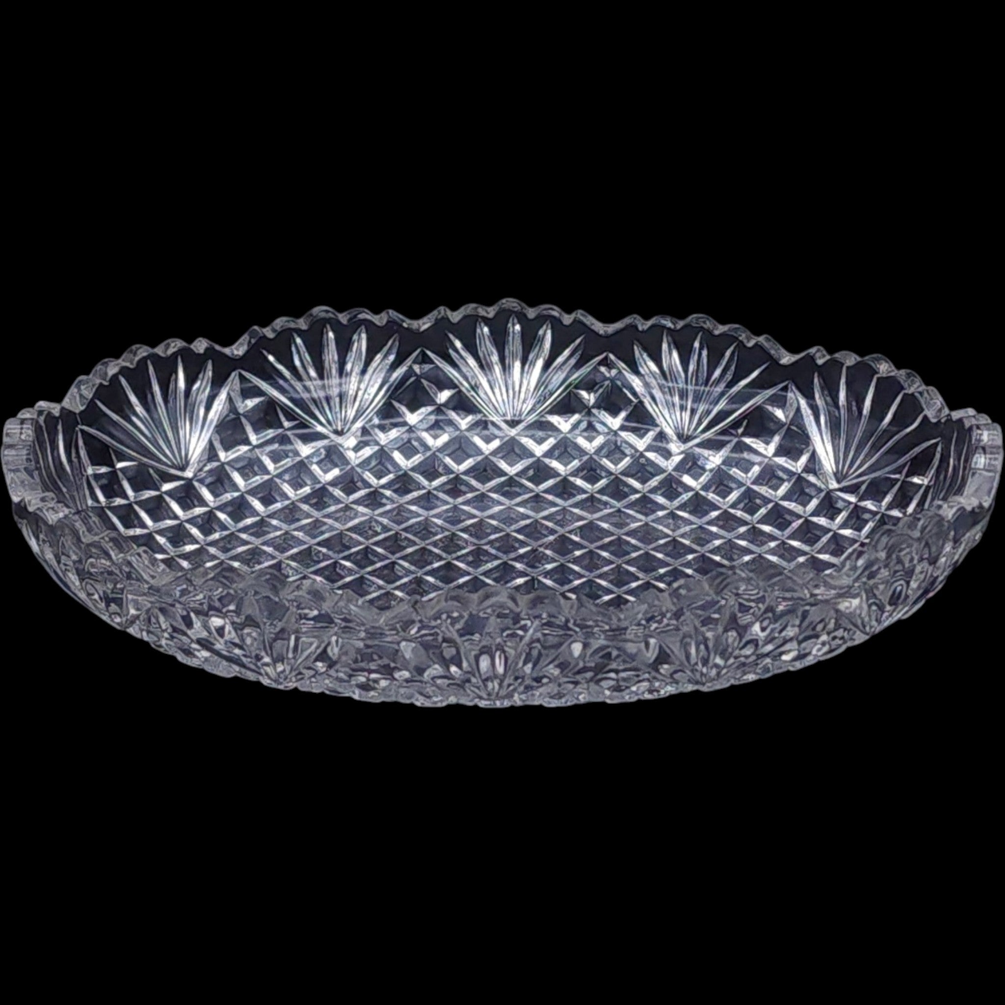 Vintage EAPG Pineapple & Fan Clear Glass Pickle Dish US Glass Oval Relish Tray