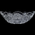 Vintage EAPG Clear Pressed Glass Oval Bowl Starburst Pinwheel Sawtooth Edge