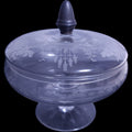 Elegant Etched Glass Covered Compote Candy Dish