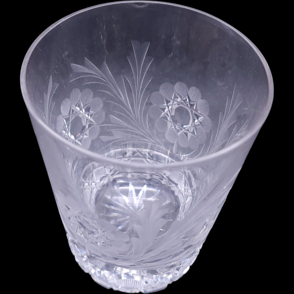 Vintage Elegant Intricate Cut Crystal Floral Tumbler Glass