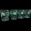Vintage Emerald Green Cut to Clear Old Fashioned Glasses Set of 4