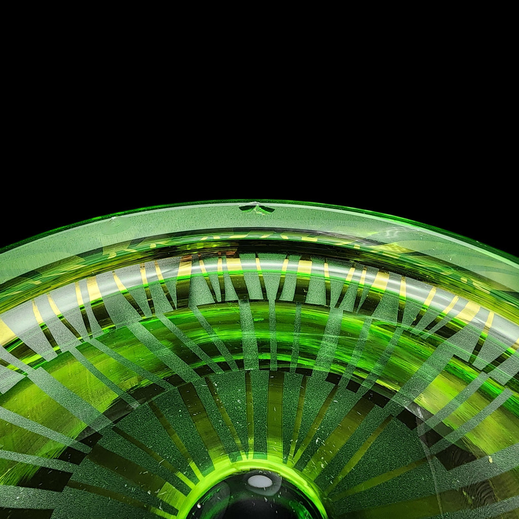 Vintage Emerald Green Lidded Candy Dish with Gold Gilt Stripes