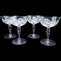 Vintage Fostoria Gray Cut Rose Coupe Glassware Set of 4