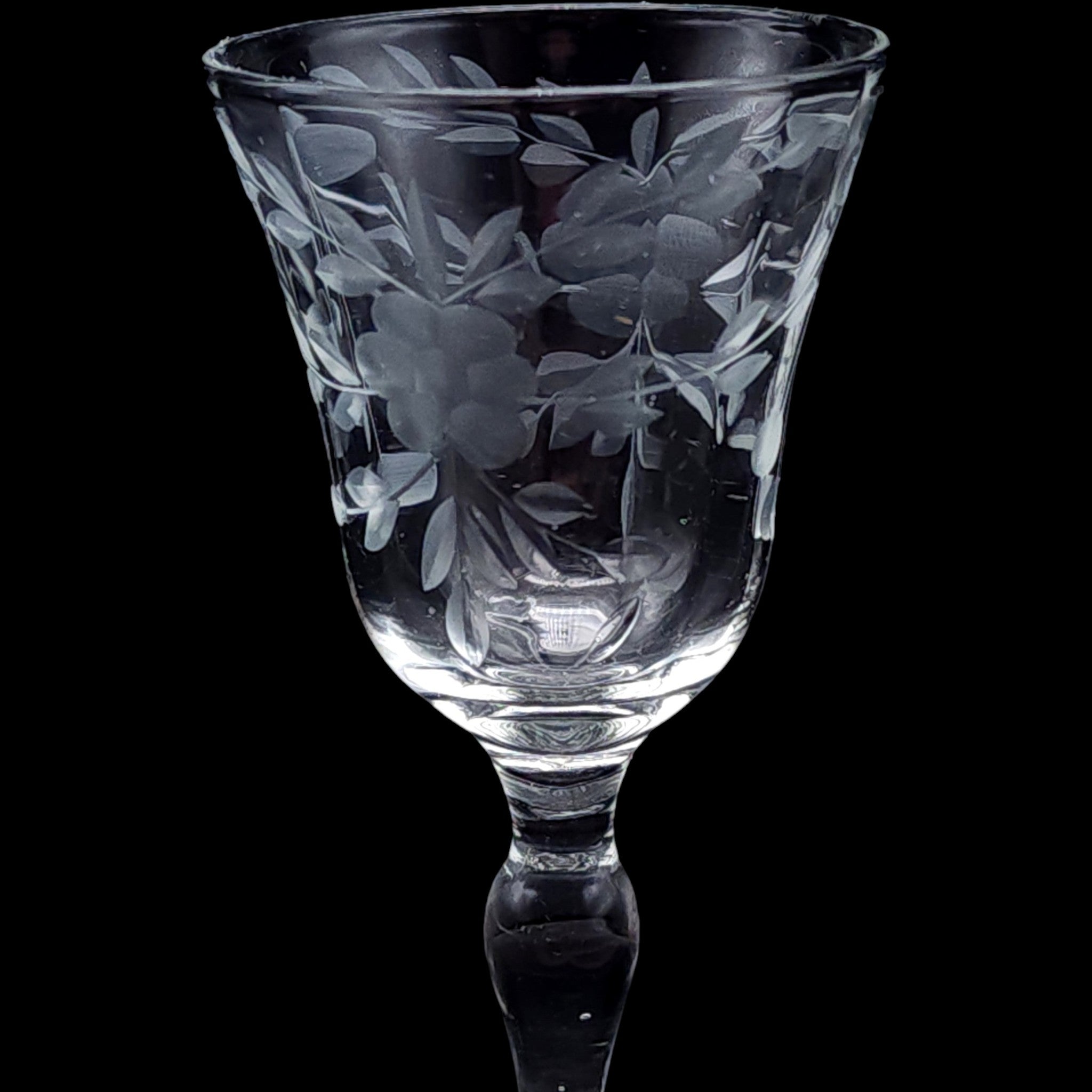 Rock Sharpe Etched Floral Crystal Cordial Glasses Set of 6