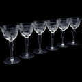 Vintage Etched Glass Wine Glasses Set of 6