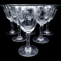 Vintage Etched Leaf & Dot Glass Cocktail Stemware  Set of 6