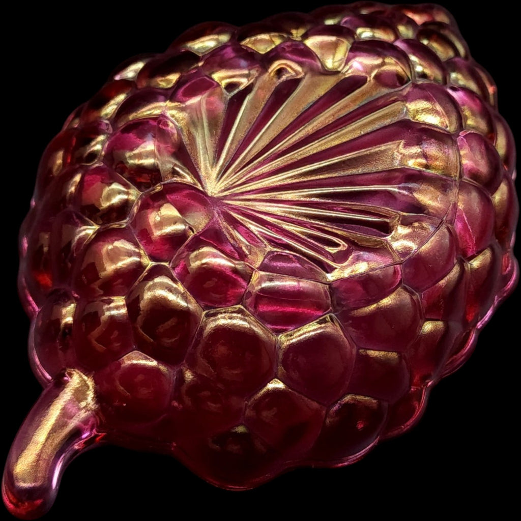 Vintage Federal Glass 7 Pink Amberina Carnival Grape Cluster Relish Dish