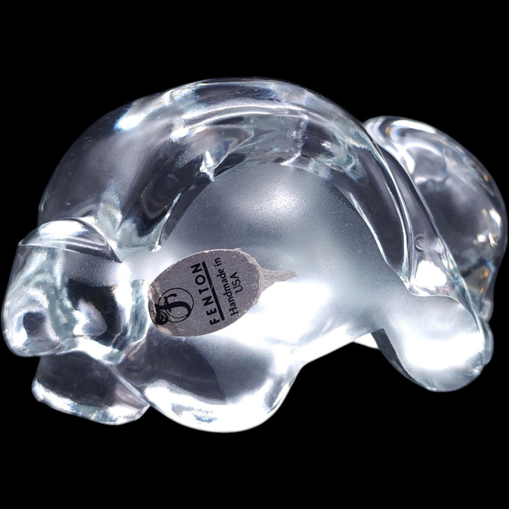 Vintage Fenton Clear Art Glass Playful Bear Cub Figurine
