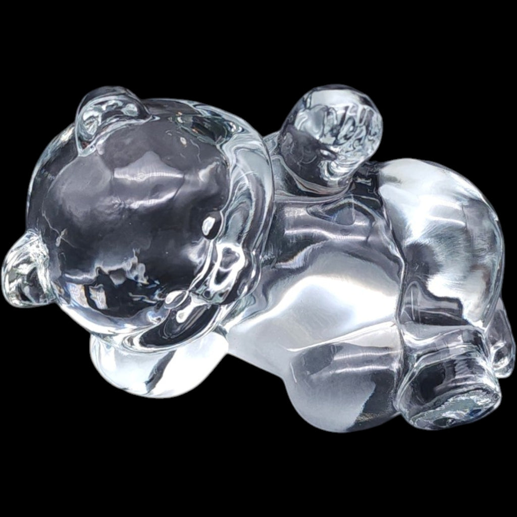Vintage Fenton Clear Art Glass Playful Bear Cub Figurine
