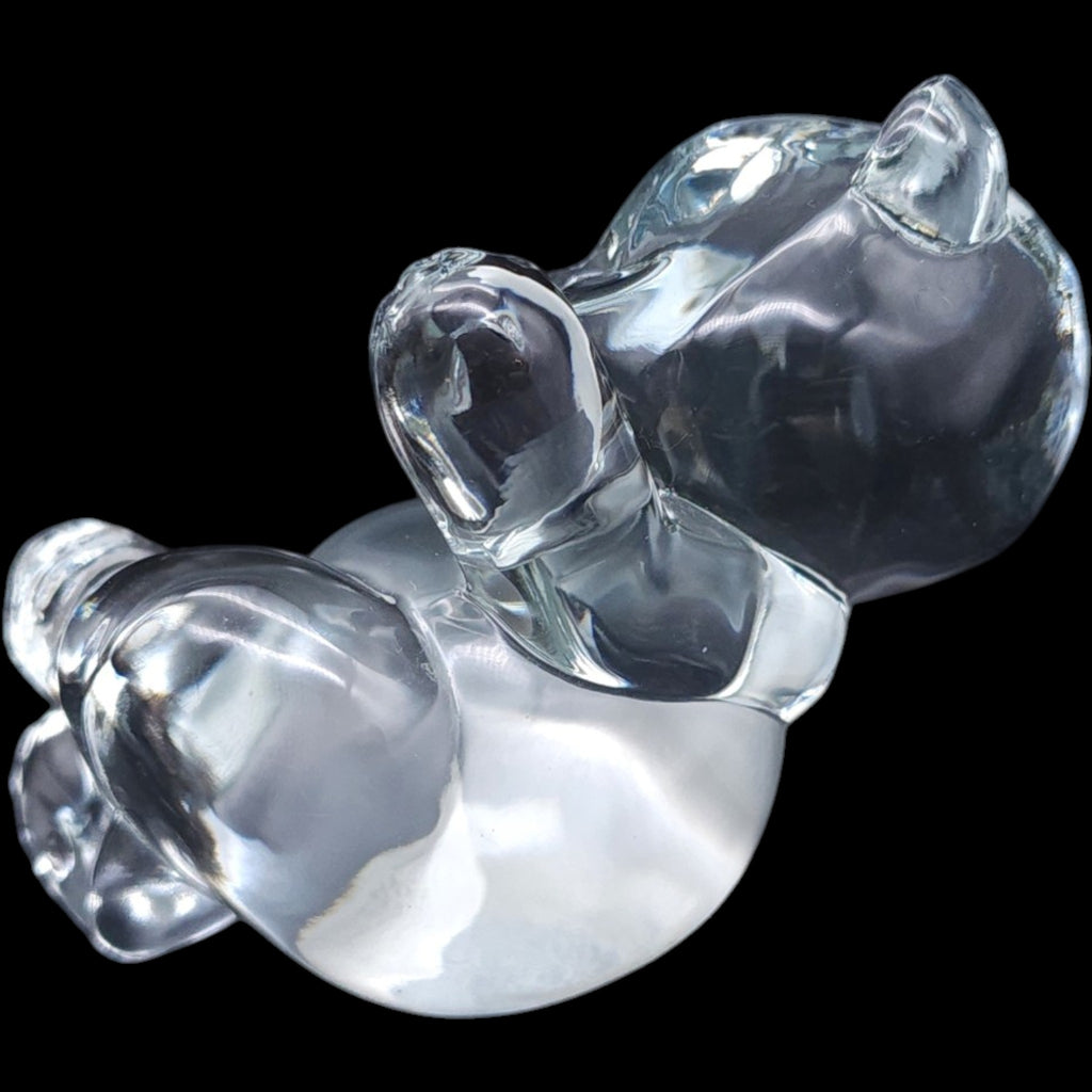 Vintage Fenton Clear Art Glass Playful Bear Cub Figurine