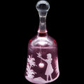 Vintage Fenton Cranberry Mary Gregory Hand-Painted Glass Bell - Girl with Bird