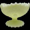 Fenton Uranium Custard Satin Glass Cactus Pedestal Compote
