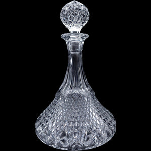 Vintage Fine Cut Crystal Ships Wine Spirits Decanter with Stopper