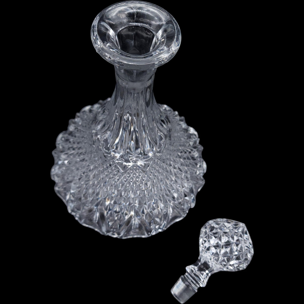 Vintage Fine Cut Crystal Ships Wine Spirits Decanter with Stopper