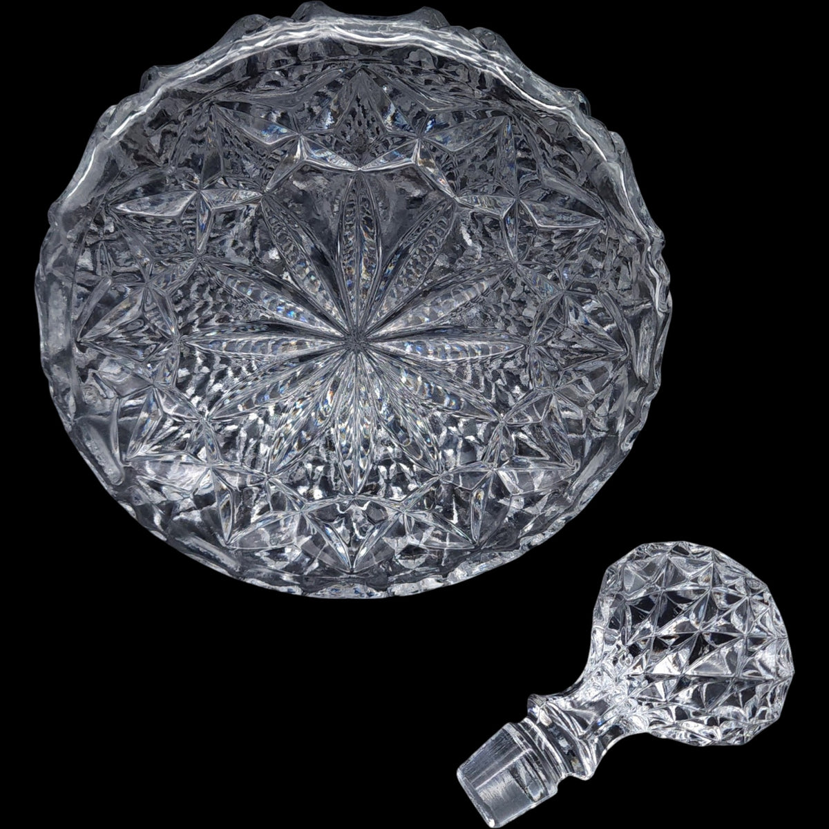 Vintage Fine Cut Crystal Ships Wine Spirits Decanter with Stopper