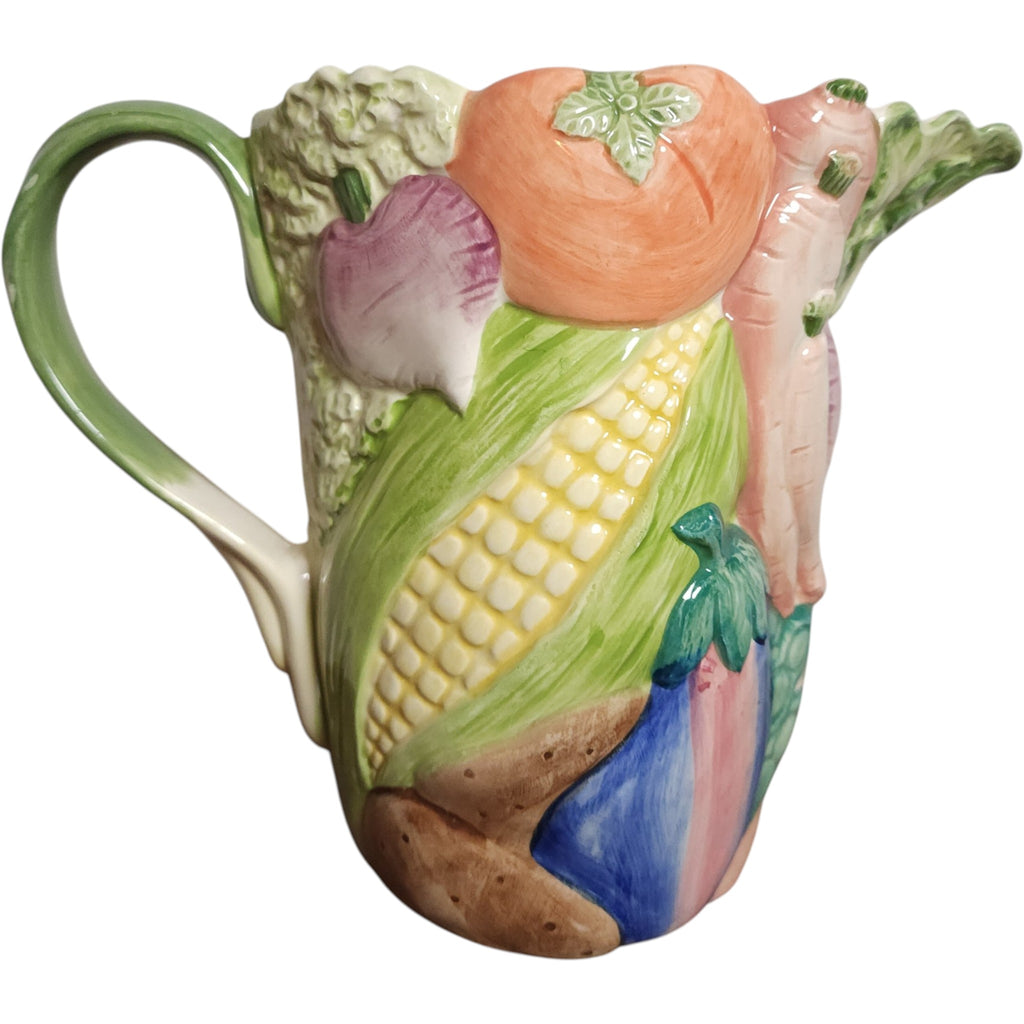 Vintage 1986 Fitz and Floyd Ceramic Vegetable Garden 1.75 QT Pitcher