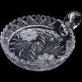 6" Antique Floral Cut Crystal Nappy Dish with Ring Handle