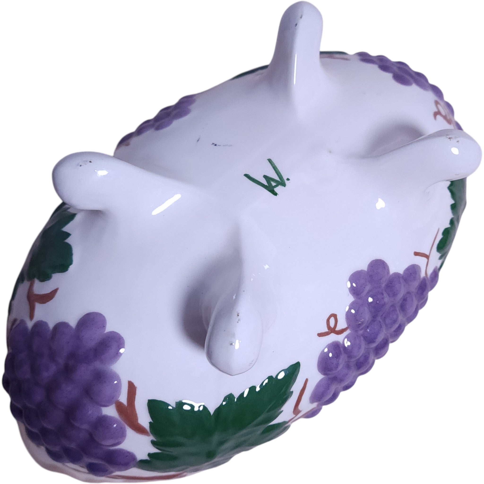 Vintage Grape Harvest Footed Ceramic Planter Vase
