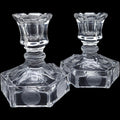 Vintage Fostoria Clear Coin Glass Candlestick Holders Pair