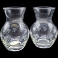 4.5" Vintage GDR Etched Clover Crystal Mini Vases Pair