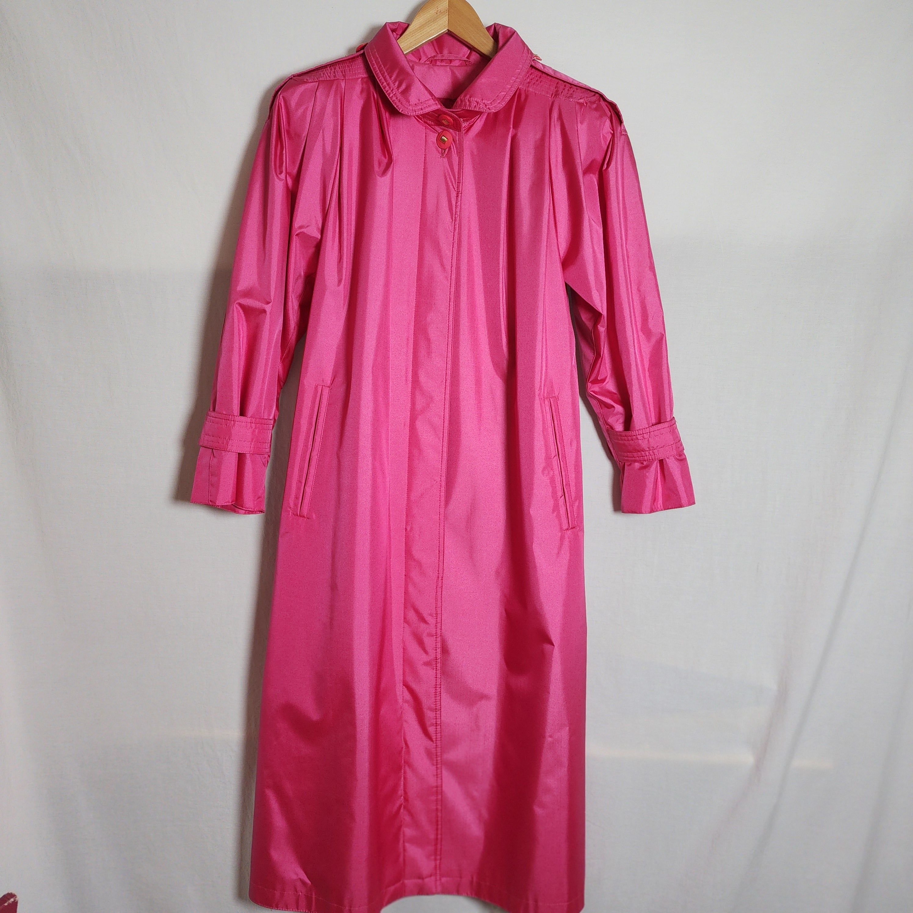 Vintage Gallery Hot Pink Long Trench Raincoat Size 2