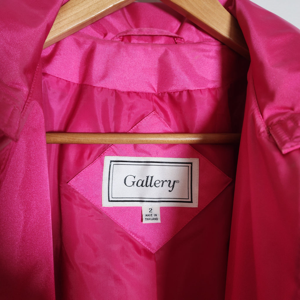 Vintage Gallery Hot Pink Long Trench Raincoat Size 2