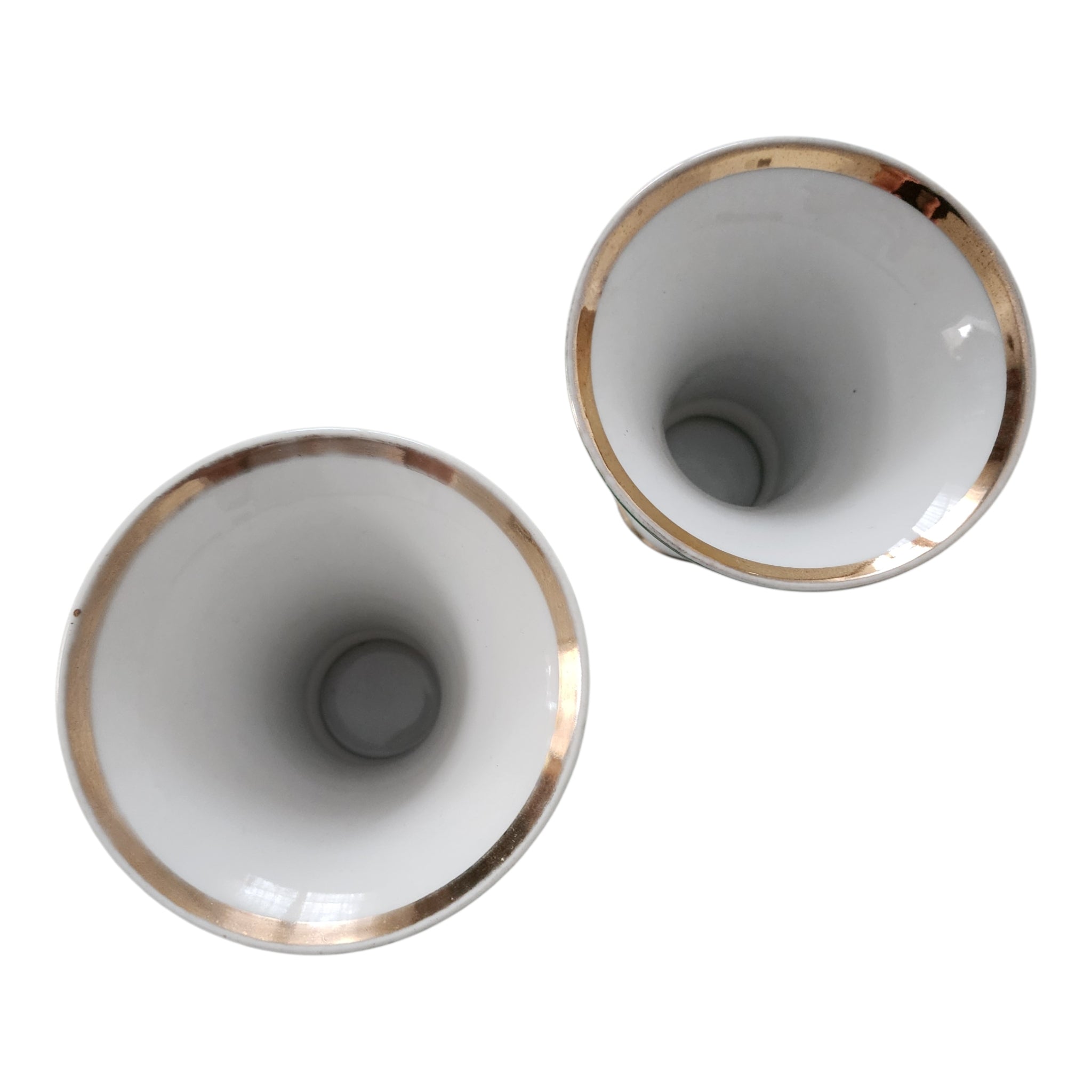 Vintage German Porcelain Mint Green Trumpet Vases - Pair