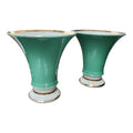 Vintage German Porcelain Mint Green Trumpet Vases - Pair