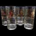 Vintage Gold Fleur-de-Lis Highball Glasses Set of 4 Mid-Century Barware