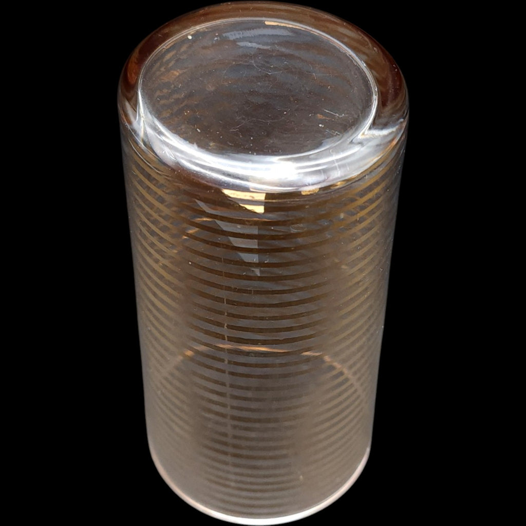 Vintage Mid-Century Gold Ringed Cylinder Glass Highball Tumbler Vase