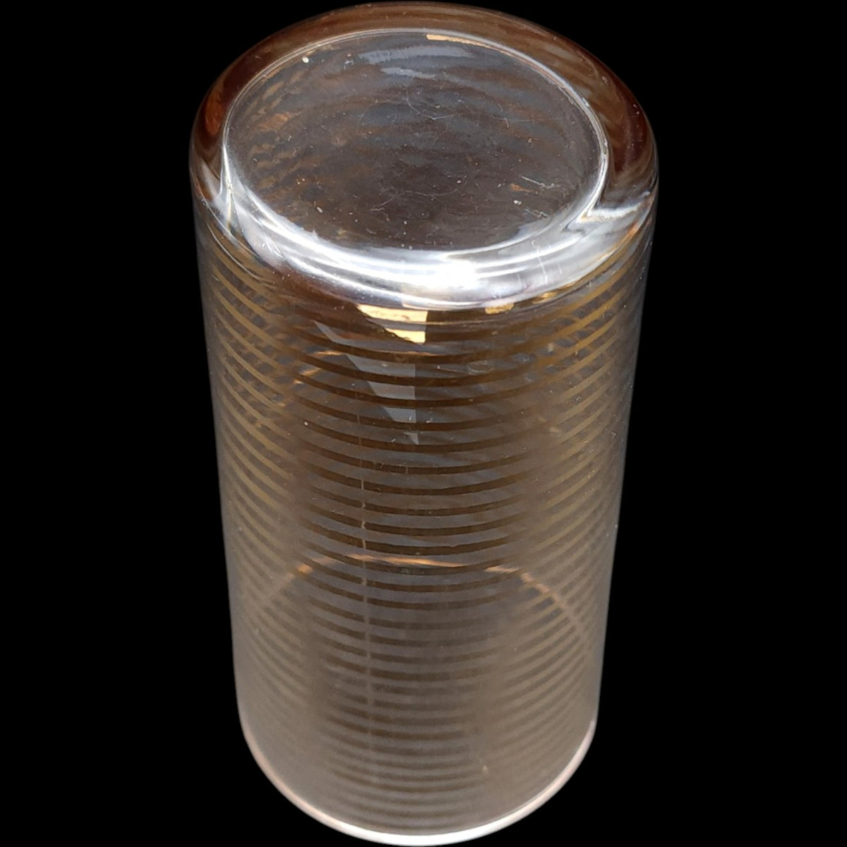 Vintage Mid-Century Gold Ringed Cylinder Glass Highball Tumbler Vase