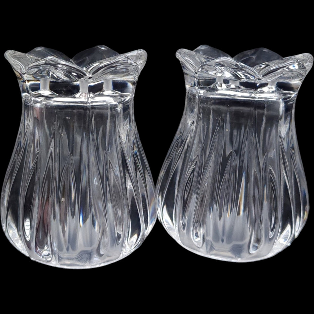 Gorham Crystal Lotus Salt and Pepper Shakers Set