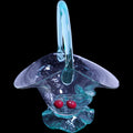 Vintage Green Uranium Blown Glass Cherry Basket
