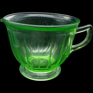 Federal Glass Colonial Block Green Uranium Glass Creamer Pitcher