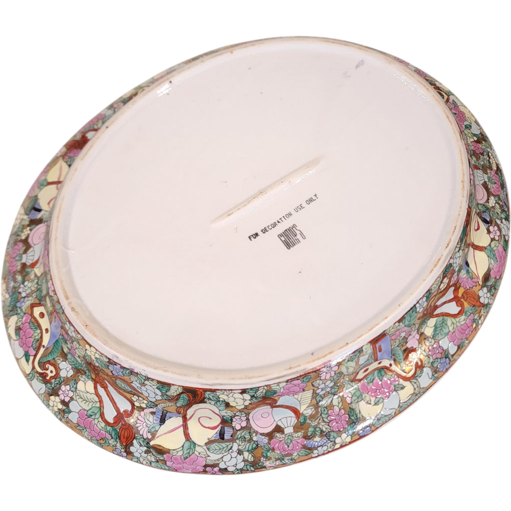 Antique Gump's Chinese Famille Rose Rose Medallion Oval Decorative Platter