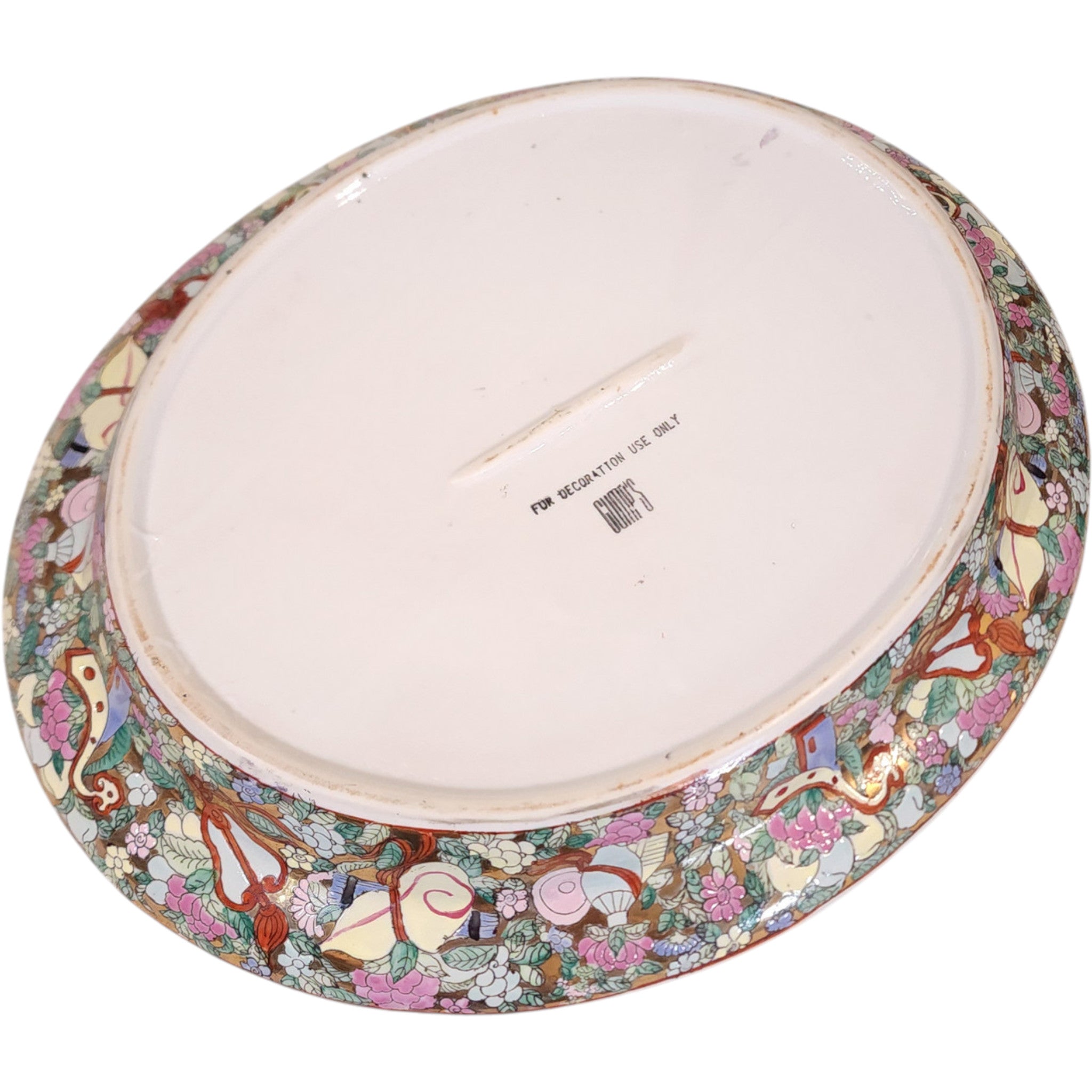 Antique Gump's Chinese Famille Rose Rose Medallion Oval Decorative Platter