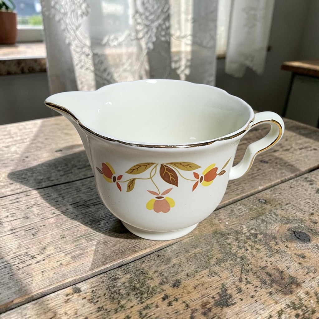 Vintage Hall China Autumn Leaf Ruffled D 40s Creamer